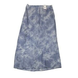 Madewell Blue Tie Dye Midi Skirt Lyocell Blend Side Zip N0923 Size 2 NEW